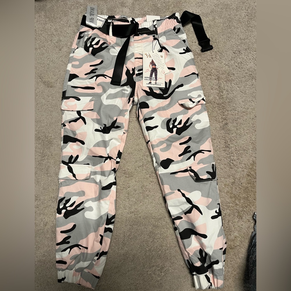 Pink and Gray Camouflage Cargo Pants